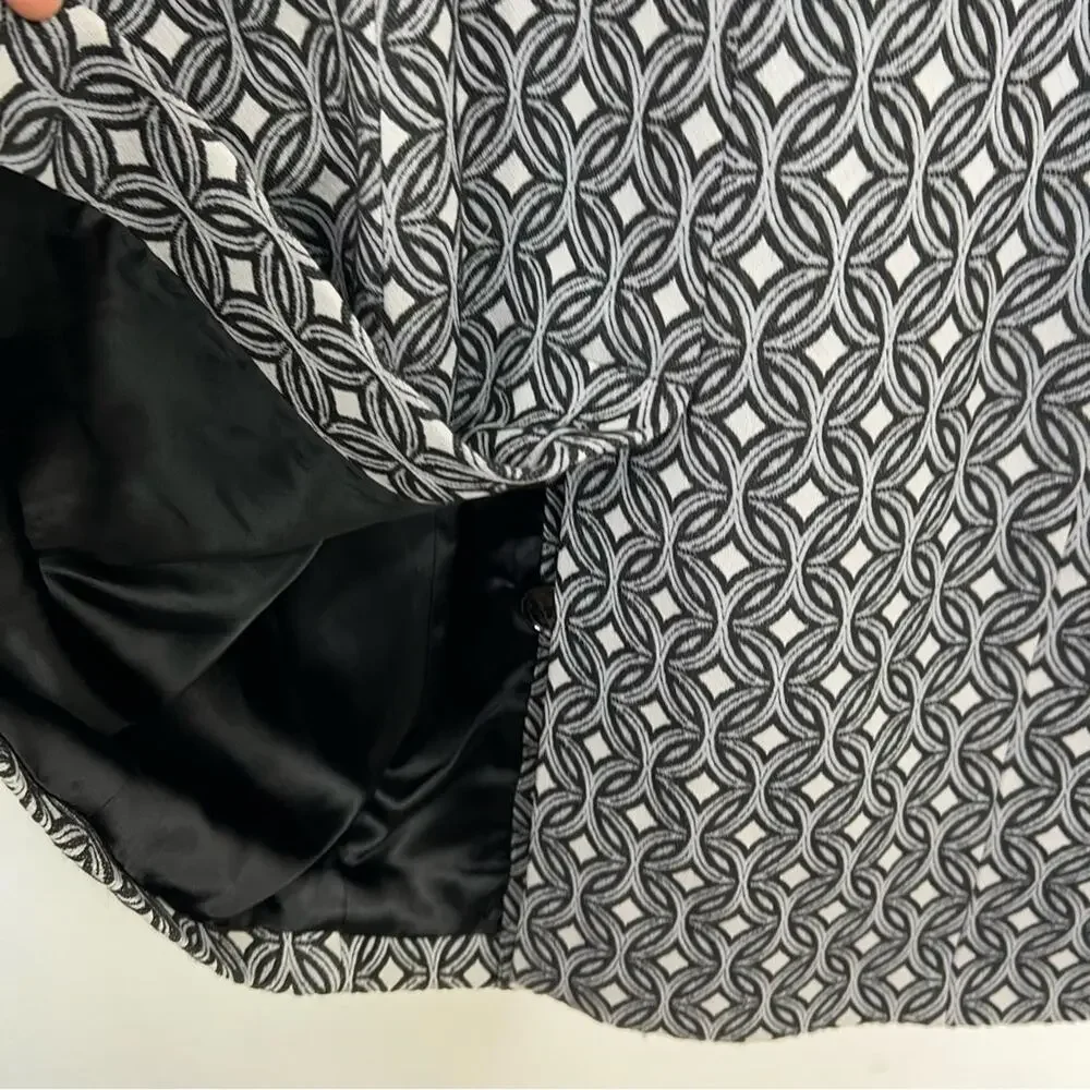 Sofia Cashmere Wool Blend Gray Black Geometric Double Breasted Coat Size Large - Picture 11 of 14